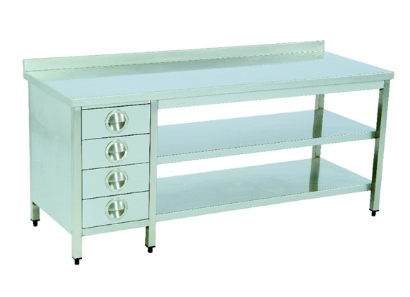 TCR 146L - Work Table/with Four Drawer/with Intermediate Shelf
