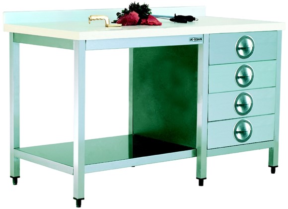 TPB 116L - Polyethylene Top Table/with Four Drawers/with Lower Shelf