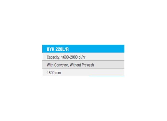 BYK 220L/R -1600-2000 Tabak/Saat, Konveyorlu Bulaşık Yıkama Makinesi