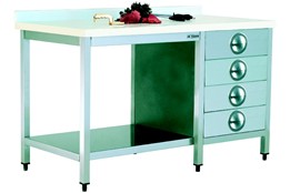 Polyethylene Top Table/with Four Drawers/with Lower Shelf