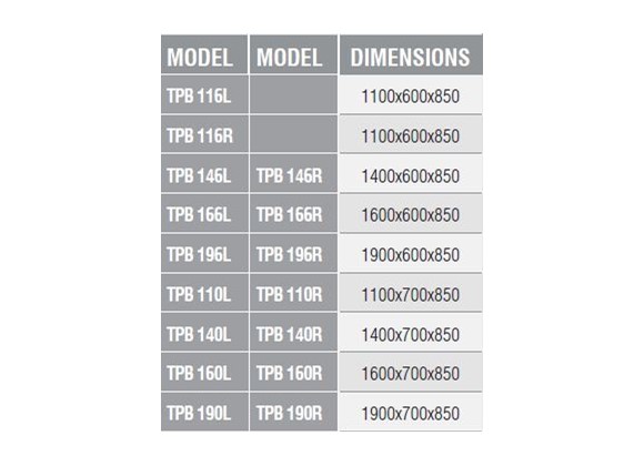 TPB 116L - Polietilen Tablalı Tezgah/4 Çekmeceli/Alt Tablalı