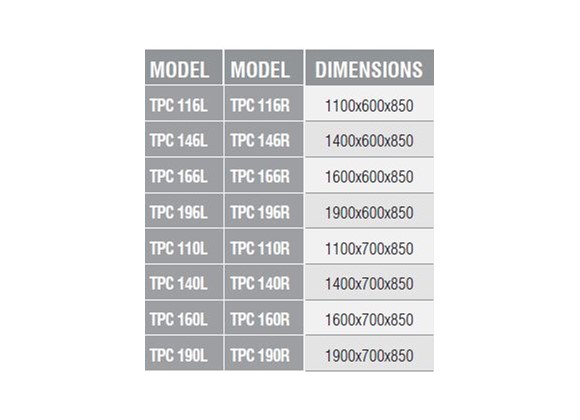 TPC 116L - Polietilen Tablalı Tezgah/Tek Çekmeceli/Alt Tablalı